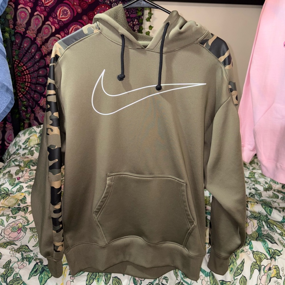 Nike Olive Green Hoodie with Camo Accents